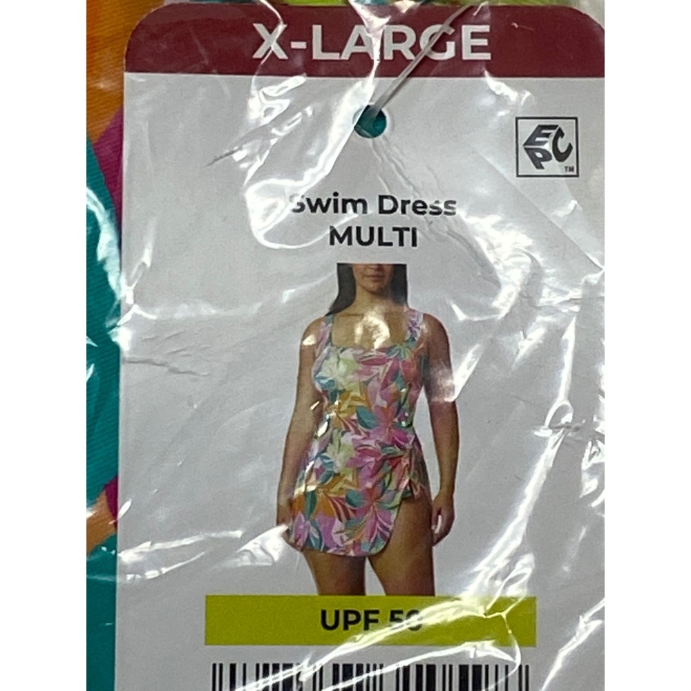Anne Cole Floral Swim Dress OnePiece Swimsuit Multi Color Tropical UPF 50+XL NWT - Picture 8 of 8